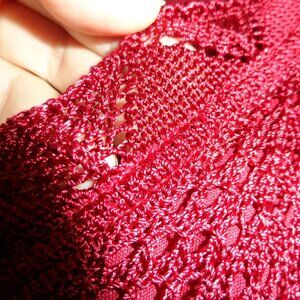 Tradition Burgundy Crochet Knit floral  Blouse size XL